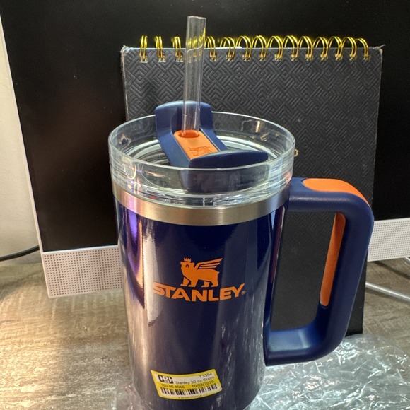 NEW Stanley 30 oz H2.0 FlowState Quencher Tumbler Regal Blue Shimmer Orange T1 - Picture 2 of 5